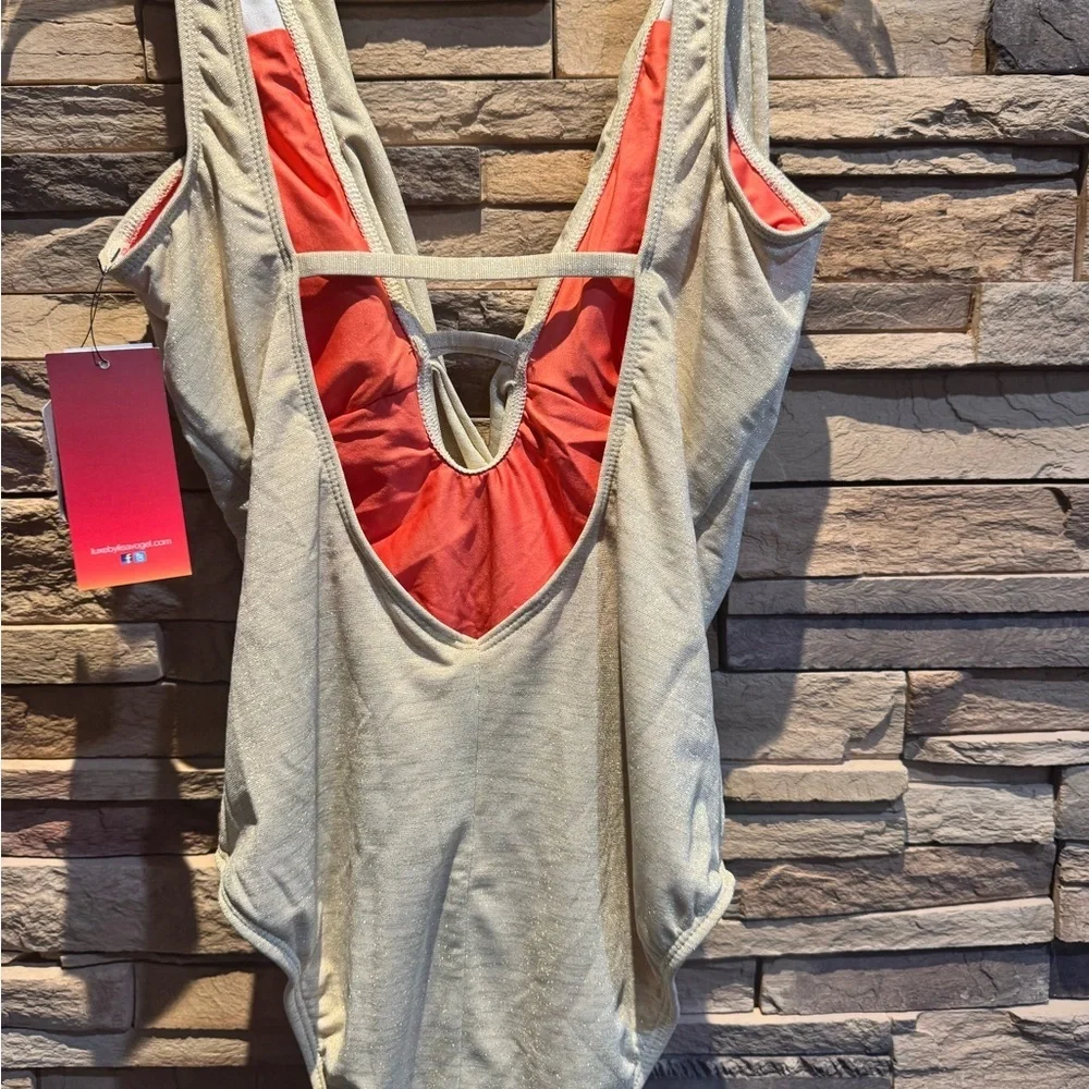 Luxe By Lisa Vogel Gold One Piece Swimsuit Size 10 NWT